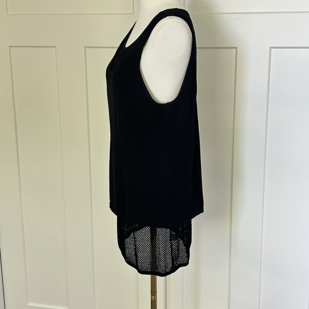 Kerisma Black Mesh Layered Tunic Tank Top M/L Viscose Nylon Sleeveless - Picture 3 of 11